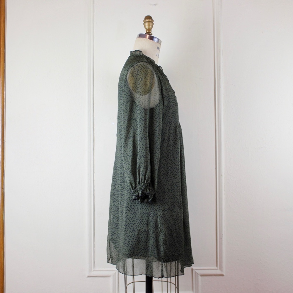 Zara Green & Black Animal Print V neck Mini Dress - Picture 7 of 10